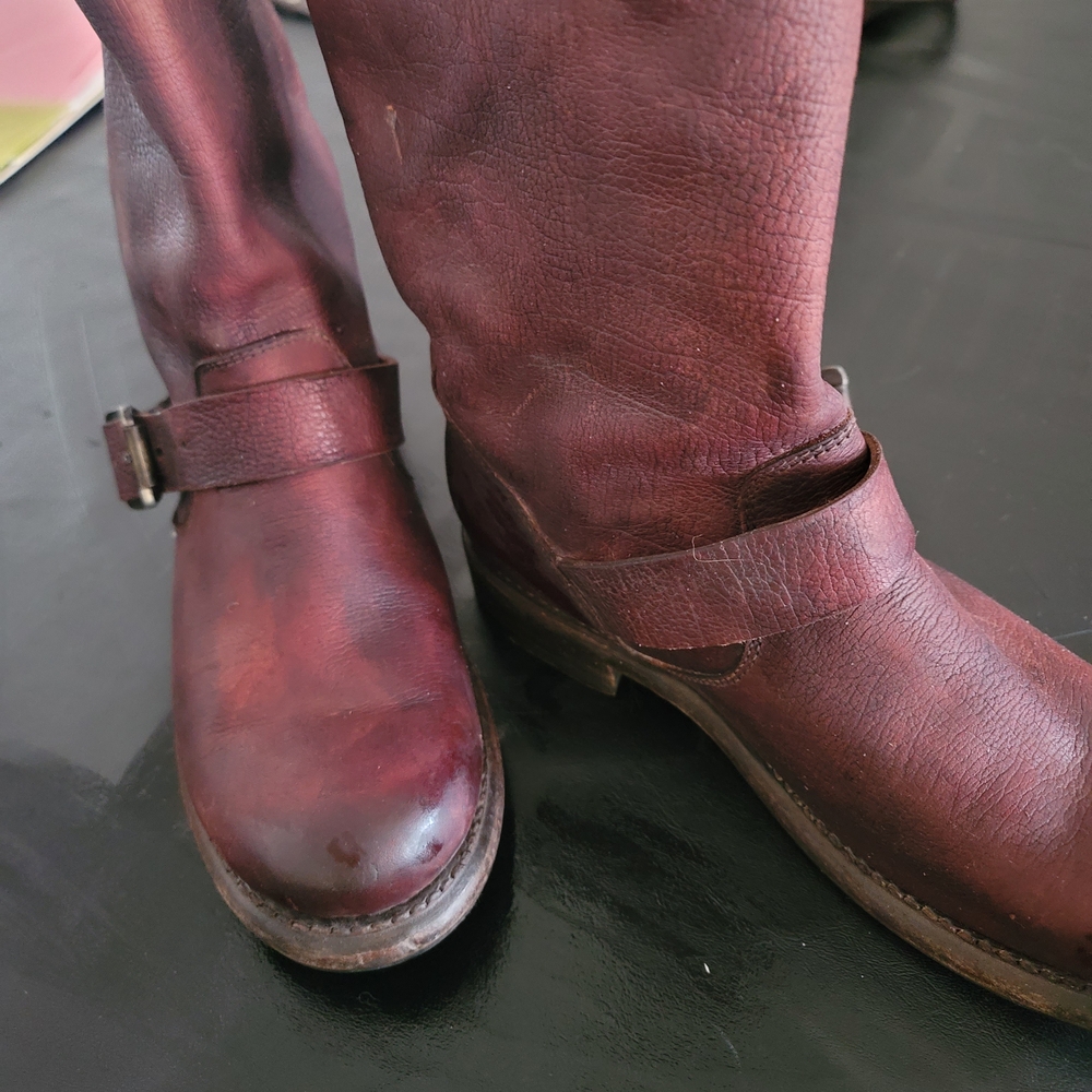 Frye Brown Distressed Leather Above Ankle Boots